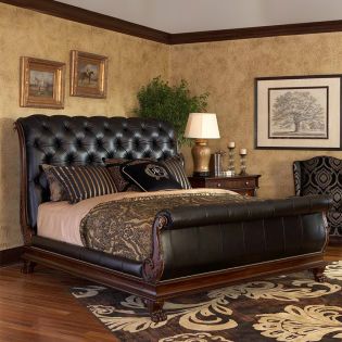  President Regents Row  Leather Sleigh Bed  