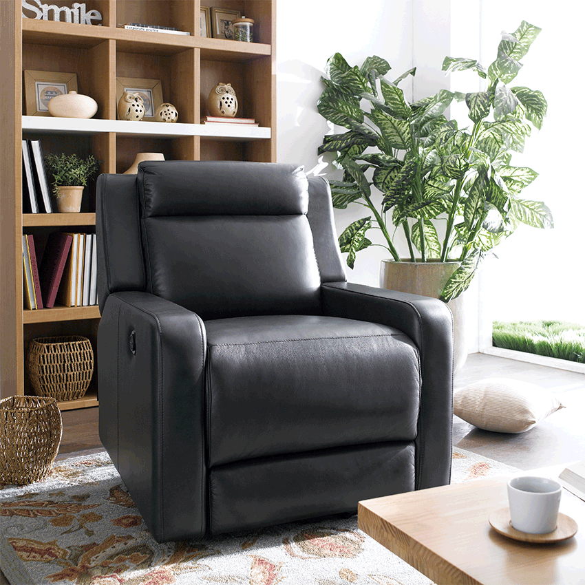  E322  Dark Grey Leather Recliner Chair 