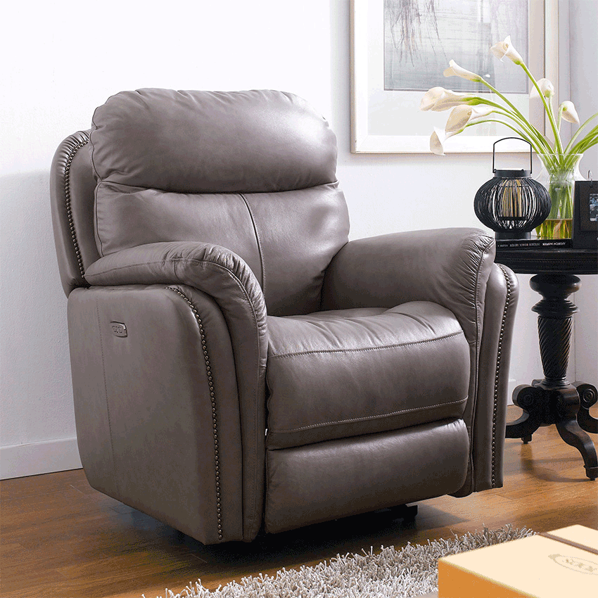  E1309-Grey  Power Leather Recliner Chair