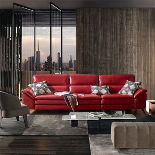  10459 Red  4-Seater Leather Sofa