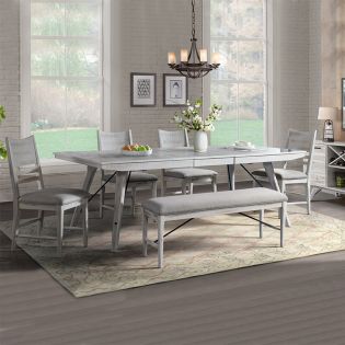  MR-4290  Dining Set  (1 Table + 4 Chairs + 1 Bench)