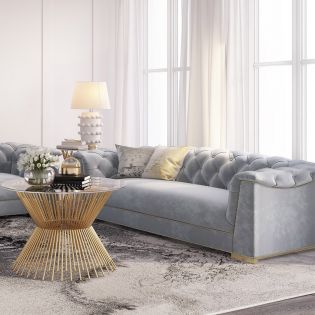  S4930 Farah Grey  Velvet Sofa