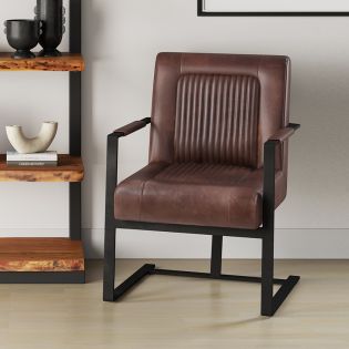Maguire BrownLeather Accent Chair