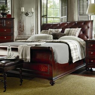  933-13 City Club Leather King Sleigh Bed  