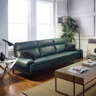  10659 Deep Green  Leather Sofa