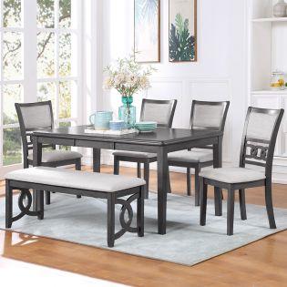  GIA-6 160 GRY  Dining Set  (1 Table + 4 Chairs + 1 Bench)