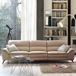  10459 Beige  4-Seater Leather Sofa