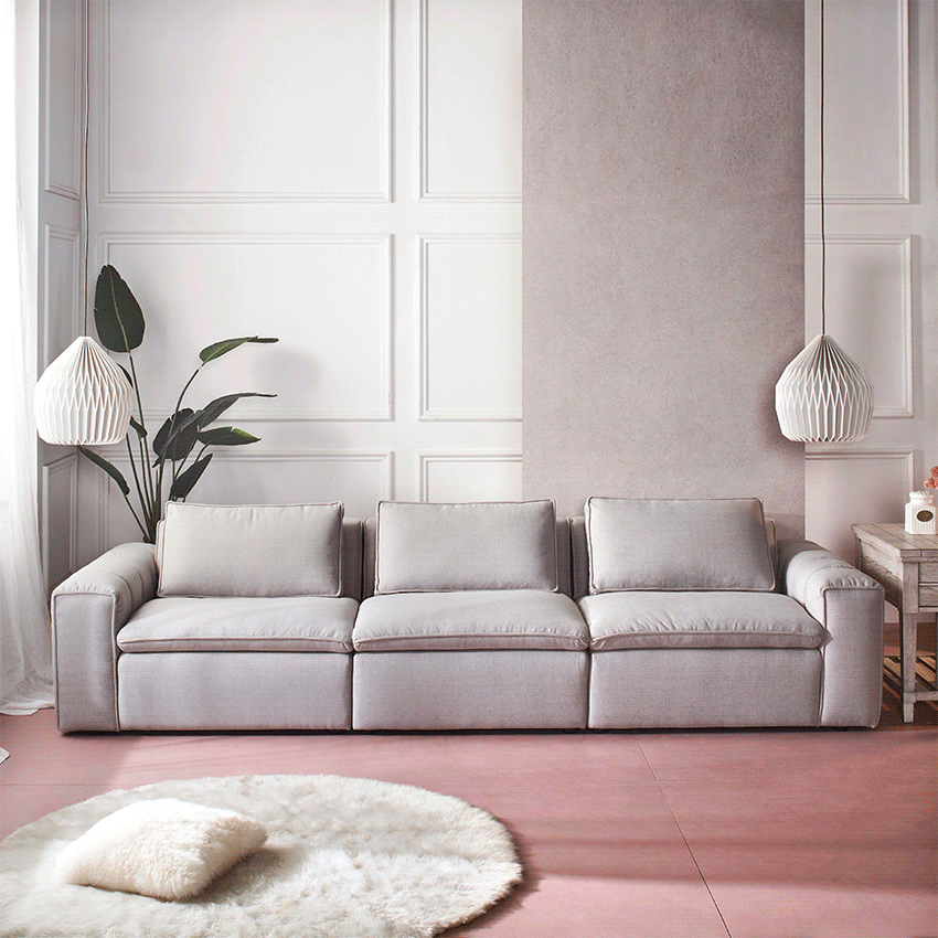  10672 Light Grey  Fabric Sofa